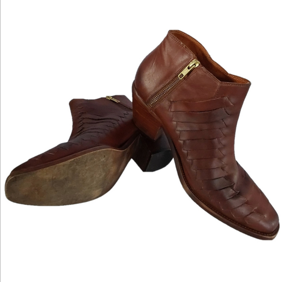 Free People Brown Leather Ankle Boots Size 9 - Picture 6 of 15